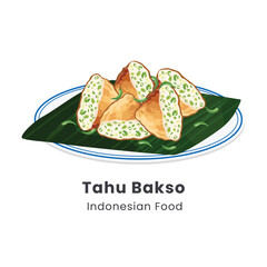 Hand drawn vector illustration of Tahu Bakso Indonesian food