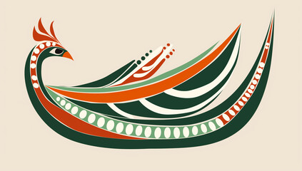 Obraz premium Mythical Bird-shaped Boat with Elaborate Tail Design 