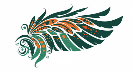 Abstract Feather Design with Swirling Patterns
