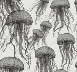 jellyfish art black and white
