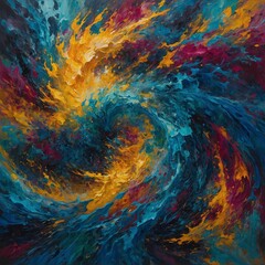  In an abstract art where colors create a vortex representing water and fire