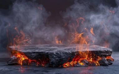 Fototapeta premium Fire lava dark product showcase background