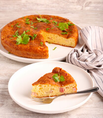 Cheese and ham savory snack, picnic or brunch cake