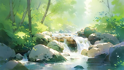 Fotobehang 美しい夏の川の風景_3　 © mamemo