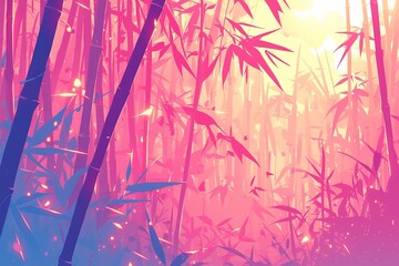 Pink bamboo forest, wallpaper, nature