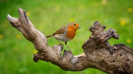 Robin Perched On a Log