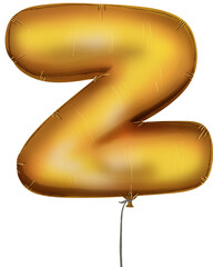 Gold balloon letters a to z on transparent background 