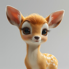 A cute and happy baby deer 3d illustration