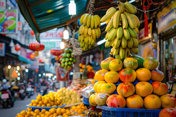 fruits and vegetables at market - obrazy, fototapety, plakaty