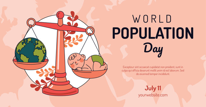 Social media promo template for world population day awareness