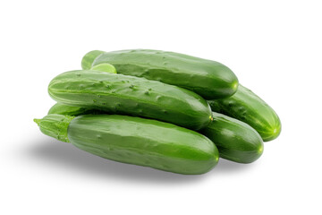 Organic Mini Cucumbers on White Background