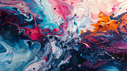 Lively and chaotic mix of paint colors in an abstract composition.