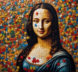 Monalisa painting with puzzles