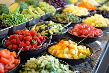 Vibrant Salad Bar Selection: Healthy Appetizers at Buffet Generative Ai