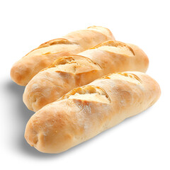Naklejka premium Oven-Ready Ciabatta Sandwich Rolls on White Background