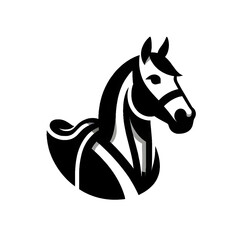 Horse head icon or logo in black and white vector style