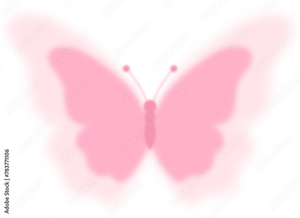 Wall mural abstract blur gradient butterfly shape in pink color, y2k style element for social post, banner, pos