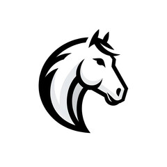 Horse head icon or logo in black and white vector style