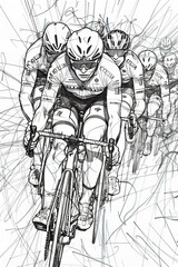 Dynamic sketch of cyclists racing in motion. Sports and competition concept for event posters