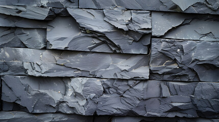 Black slate brick wall background, dark abstract granite pattern