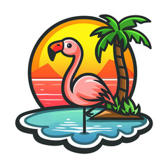 flamingo with lake