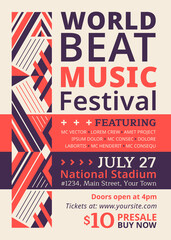 Flat design musical event poster template