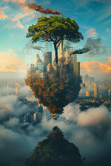 Carbon dioxide, CO2 emissions, carbon footprint concept - obrazy, fototapety, plakaty