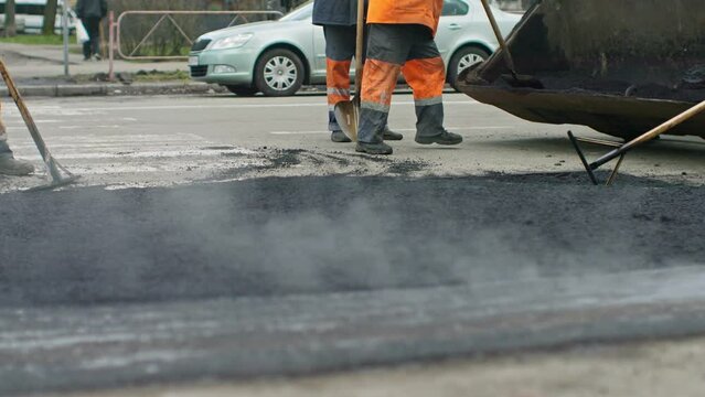 Road repair traffic transport worker street city machine paving