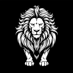 Obraz premium Lion | Black and White Vector illustration