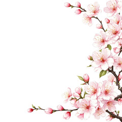Fototapeta na wymiar Watercolor Cherry Blossom Floral Art with Transparent Background