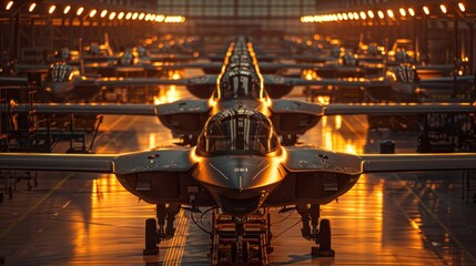 Futuristic Aircraft Hangar - obrazy, fototapety, plakaty