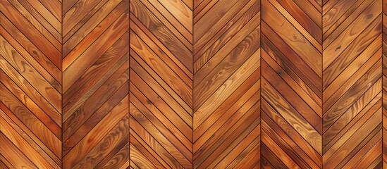 Close-up view of a wooden floor featuring a detailed herringbone pattern, creating a visually appealing texture for interior design - obrazy, fototapety, plakaty