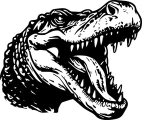 Naklejka premium Alligator - Black and White Isolated Icon - Vector illustration