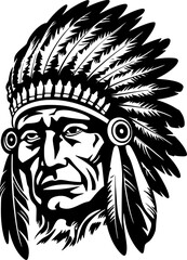 Indian Chief | Minimalist and Simple Silhouette - Vector illustration