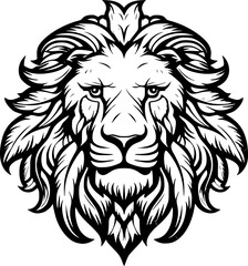 Fototapeta premium Lion - Black and White Isolated Icon - Vector illustration