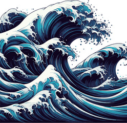 浮世絵風の波
