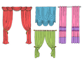 Curtain graphic set color isolated illustration vector - 783777146