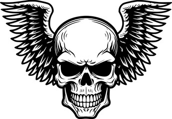 Skull With Wings - High Quality Vector Logo - Vector illustration ideal for T-shirt graphic