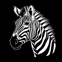 Zebra - Black and White Isolated Icon - Vector illustration