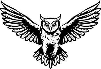 Fototapeta premium Owl | Black and White Vector illustration