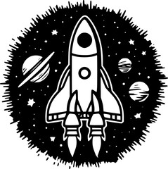 Space | Black and White Vector illustration