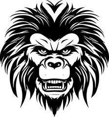 Fototapeta premium Baboon | Black and White Vector illustration