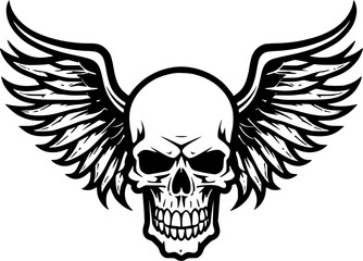Obraz premium Skull With Wings - Minimalist and Flat Logo - Vector illustration
