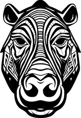 Hippopotamus - Black and White Isolated Icon - Vector illustration