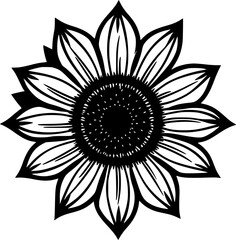 Sunflower | Black and White Vector illustration