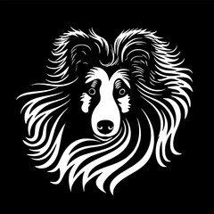 Fototapeta premium Shetland Sheepdog - Black and White Isolated Icon - Vector illustration