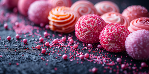 Close up view of various colored candies, creating a vibrant and sweet display banner copy space sweet life - Powered by Adobe