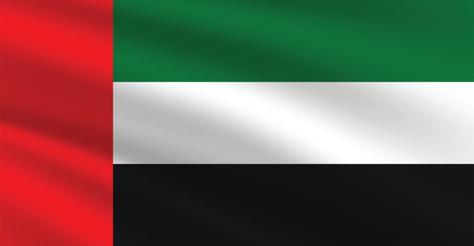 United Arab Emirates flag vector illustration. United Arab Emirates national flag. Waving United Arab Emirates flag.

