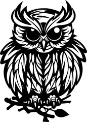 Fototapeta premium Owl Baby | Black and White Vector illustration