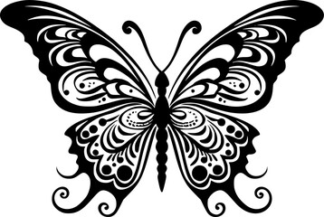 Butterfly - Black and White Isolated Icon - Vector illustration